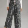 Gingham Textured Metal Detail Wide Leg Pants 2 Gingham Textured Metal Detail Wide Leg Pants -Bloomchic Shop 884646249 kr