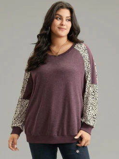 Geometric Contrast Patchwork Raglan Sleeve Sweatshirt -Bloomchic Shop 884933691 hp