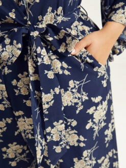Floral Print Bell Sleeve Pocket Belted Jumpsuit -Bloomchic Shop 885560423 uq