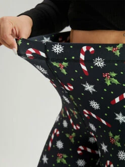 Christmas Print Elastic Waist Skinny Leggings -Bloomchic Shop 885780115 oz