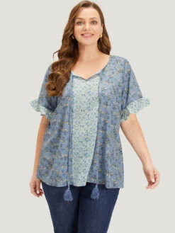 Ditsy Floral Tassels Tie Patchwork Ruffle Sleeve Blouse -Bloomchic Shop 887606699 wk 78b99be3 98a2 41b3 80c3 673b8e8d8ac3