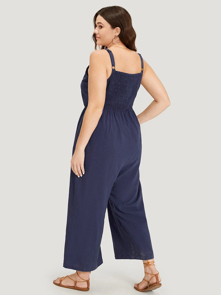 Plain Pocket Elastic Waist Ties Cami Jumpsuit 5 Plain Pocket Elastic Waist Ties Cami Jumpsuit - Image 3