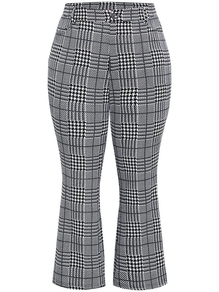 Houndstooth Pocket Flare Leg Zipper Fly Pants 9 Houndstooth Pocket Flare Leg Zipper Fly Pants - Image 7