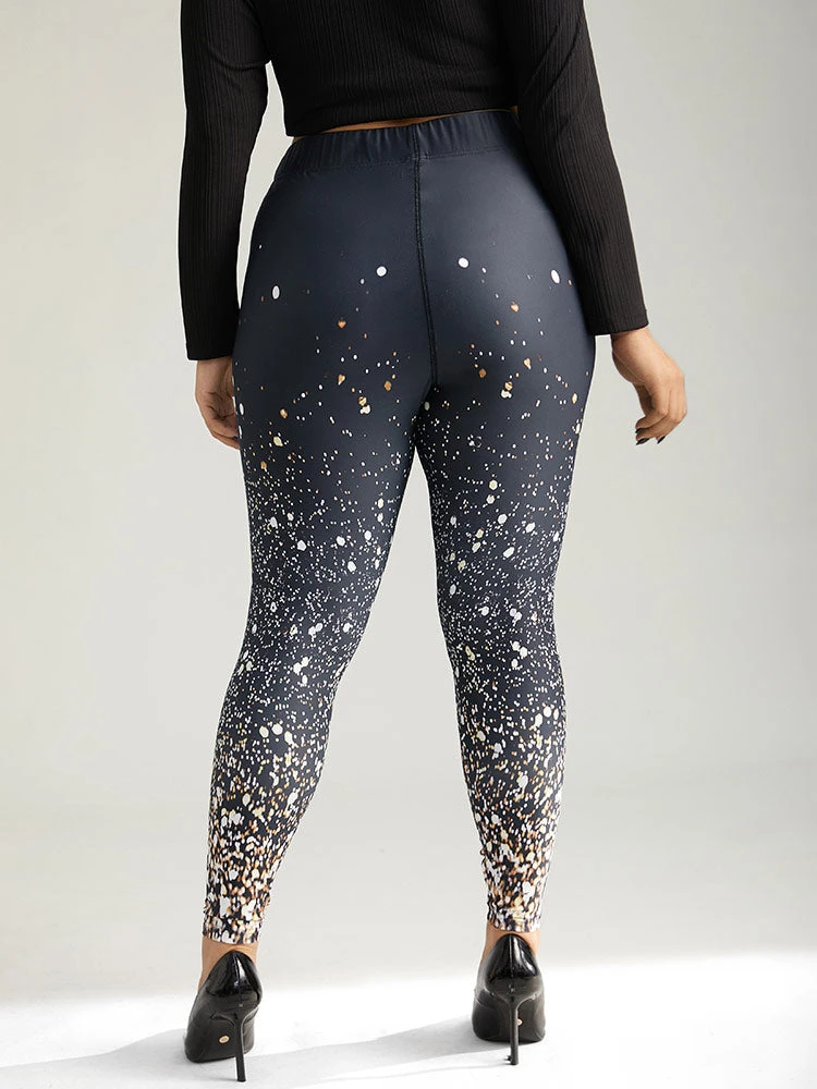 Christmas Ombre Snowflake Elastic Waist Skinny Leggings 4 Christmas Ombre Snowflake Elastic Waist Skinny Leggings - Image 2