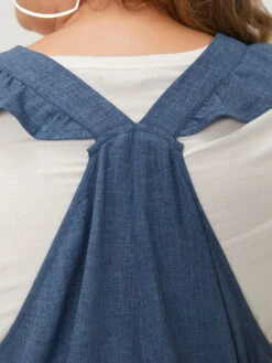 Plain Pocket Button Through Ruffle Trim Overall Jumpsuit -Bloomchic Shop 89253996 cs