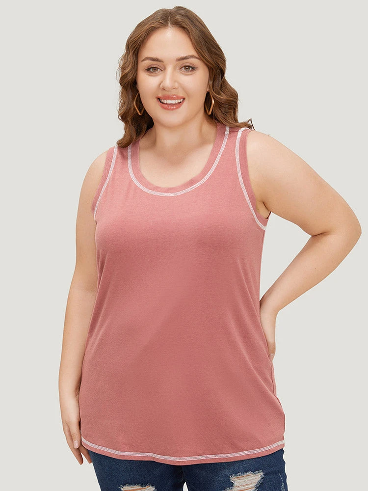 Solid Contrast Stitch Tank Top 4 Solid Contrast Stitch Tank Top - Image 2