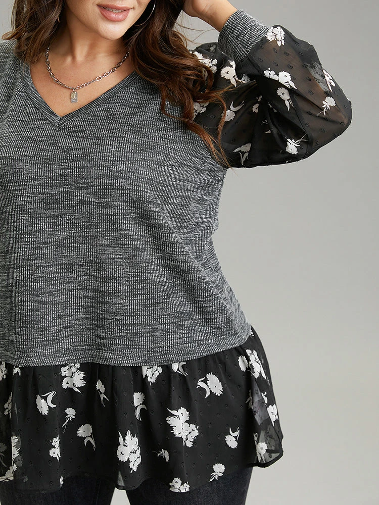 Rib Knit Plants Print Mesh T-shirt 7 Rib Knit Plants Print Mesh T-shirt - Image 5