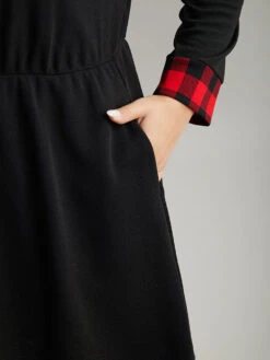 Plaid Patchwork Round Neck Elastic Waist Dress -Bloomchic Shop 895116560 my