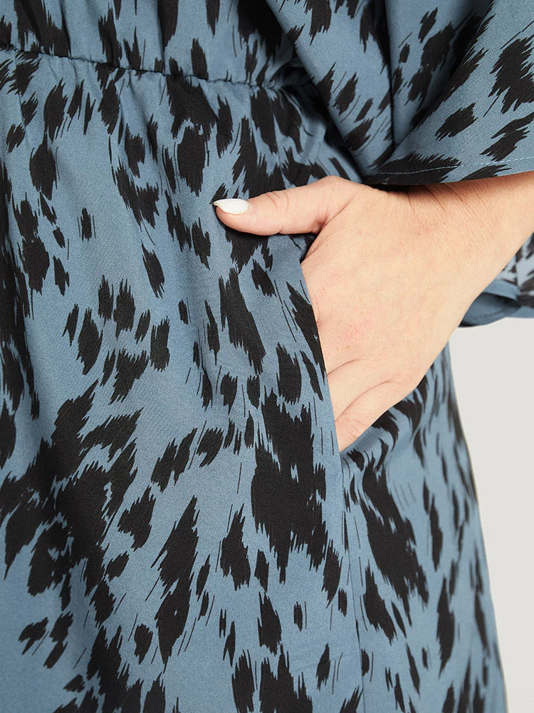 Leopard Print Flounce Sleeve Pocket Elastic Waist Jumpsuit 10 Leopard Print Flounce Sleeve Pocket Elastic Waist Jumpsuit - Image 8