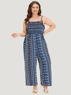 Boho Print Shirred Pocket Elastic Wais Ruffle Trim Cami Jumpsuit 14 Boho Print Shirred Pocket Elastic Wais Ruffle Trim Cami Jumpsuit -Bloomchic Shop 897305154 cj 40966368 7cf9 44b6 933c 1b156d51fc16