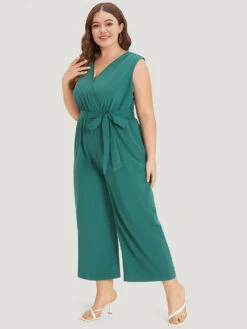Supersoft Essentials Plain Surplice Neck Belted Jumpsuit 14 Supersoft Essentials Plain Surplice Neck Belted Jumpsuit -Bloomchic Shop 899770670 ra c2df30f9 c8a9 4751 b473 c0d5be54f84f