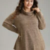 Solid Heather Turtleneck Knit T-shirt