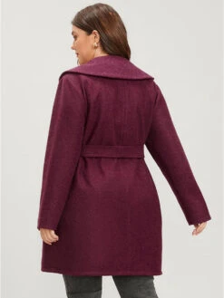 Solid Foldover Collar Pocket Asymmetrical Hem Belted Coat -Bloomchic Shop 902525828 hs 9cf65cdd efb1 4cc0 8448 b573589f69d4