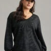 Waffle Knit Heather V Neck T-shirt