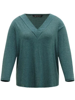 Plain Heather Pleated V Neck T-shirt -Bloomchic Shop 904294125 dp ba6c1a1b d915 4cd9 bda2 0922f7bb6d32