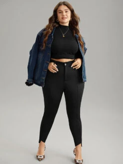 Solid Asymmetrical Hem Pocket Ankle Pants 13 Solid Asymmetrical Hem Pocket Ankle Pants -Bloomchic Shop 904948468 uj