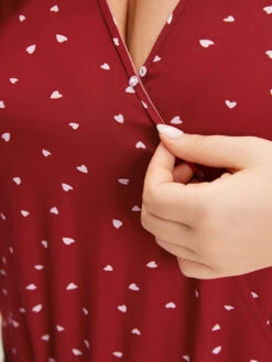 Heart Print Surplice Neck Lantern Sleeve Bodysuit 20 Heart Print Surplice Neck Lantern Sleeve Bodysuit -Bloomchic Shop 907052913 zc