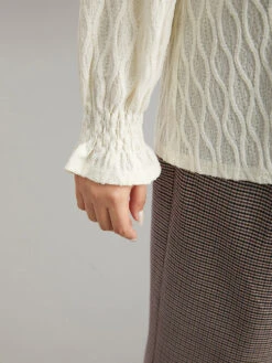 V Neck Solid Textured Shirred Blouse 18 V Neck Solid Textured Shirred Blouse -Bloomchic Shop 907767271 ew