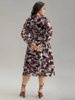 Floral Print Chiffon Shirred Elastic Cuffs Dress -Bloomchic Shop 911182612 nk 7f93c3be f3a2 4096 b621 701299aa00e2