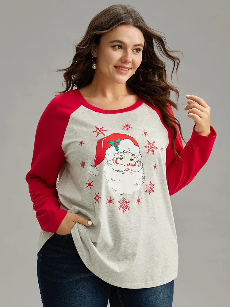 Christmas Graphic Contrast Raglan Sleeve T-shirt 8 Christmas Graphic Contrast Raglan Sleeve T-shirt - Image 6