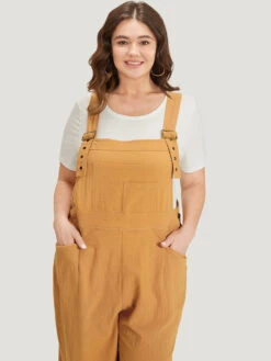 Solid Patched Pocket Overall Cami Jumpsuit -Bloomchic Shop 912077706 rz