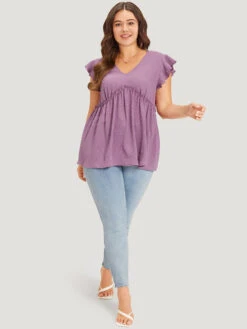 Polka Dot V Neck Ruffles Tassel Trim Tank Top -Bloomchic Shop 91430365 rd