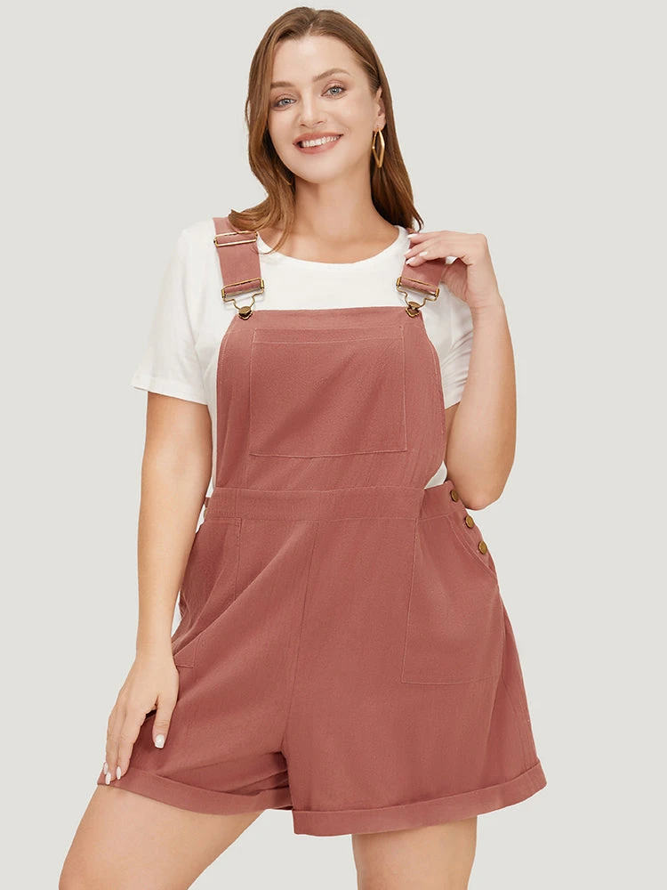 Plain Pocket Button Side Overall Jumpsuit 5 Plain Pocket Button Side Overall Jumpsuit - Image 3