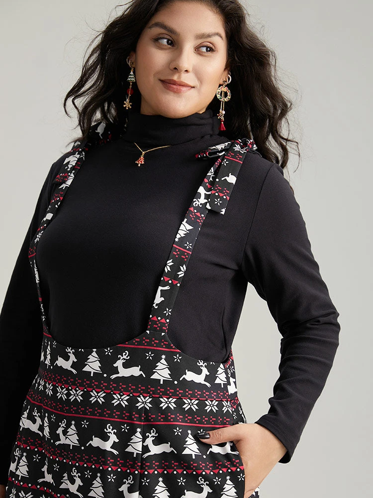 Christmas Elk Print Elastic Waist Knot Jumpsuit 8 Christmas Elk Print Elastic Waist Knot Jumpsuit - Image 6