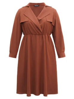 Static-Free Plain Lapel Collar Belted Pocket Dress -Bloomchic Shop 915589259 cx 91cf3076 3fcc 4c8a a8fd d8deae01c0ac