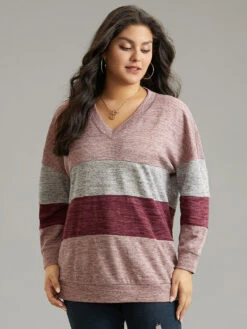 Heather Colorblock Long Sleeve Sweatshirt -Bloomchic Shop 915695120 ng