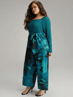 Floral Square Neck Gathered Belted Jumpsuit 15 Floral Square Neck Gathered Belted Jumpsuit -Bloomchic Shop 915911033 ts