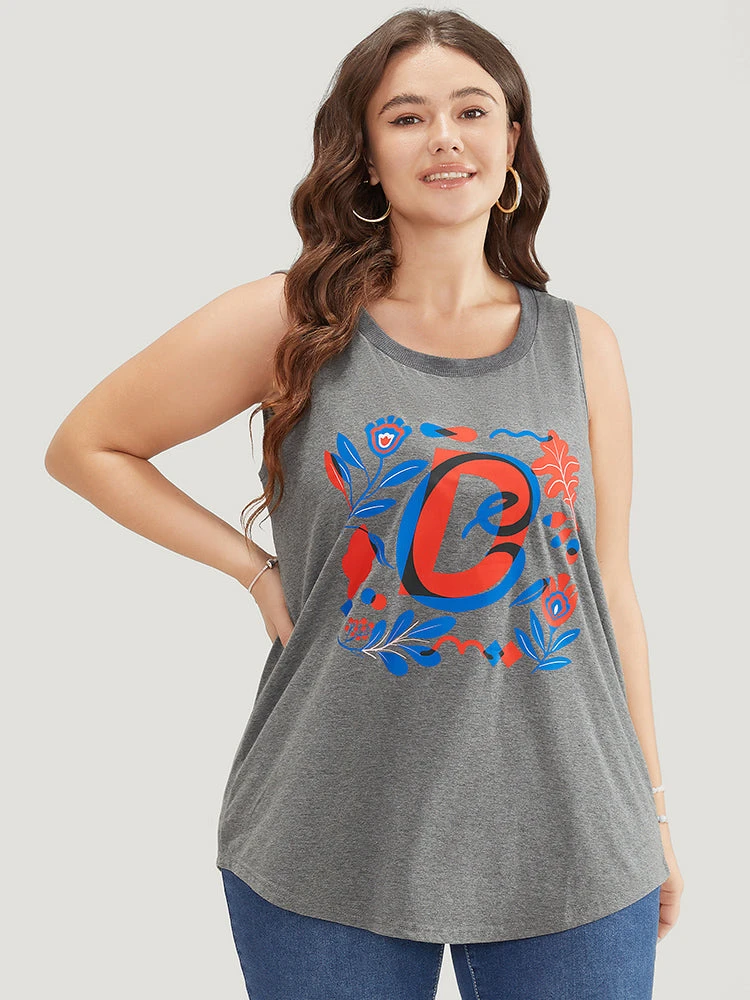 Letter & Floral Print Sleeveless Tank Top 7 Letter & Floral Print Sleeveless Tank Top - Image 5