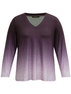 Ombre V Neck Slightly Stretchy T-shirt 13 Ombre V Neck Slightly Stretchy T-shirt -Bloomchic Shop 916878730 ia