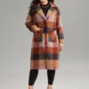 Contrast Plaid Patched Pocket Maxi Coat -Bloomchic Shop 920667248 ss