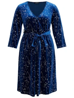 Star Glitter Velvet Wrap Pocket Belted Dress 15 Star Glitter Velvet Wrap Pocket Belted Dress -Bloomchic Shop 924292016 mj