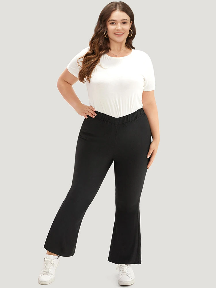 Plain Plisse Flare Leg Sweatpants 5 Plain Plisse Flare Leg Sweatpants - Image 3