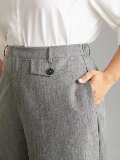 Heather Flap Detail Elastic Waist Wide Leg Pants -Bloomchic Shop 924835011 im