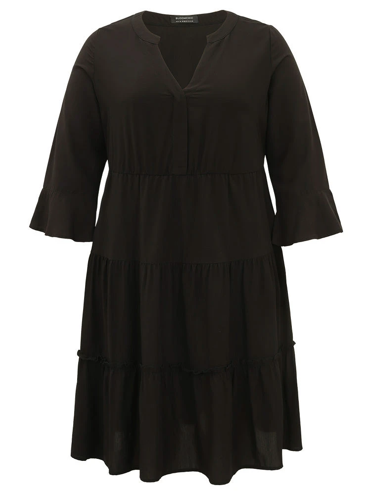 Supersoft Essentials Plain Ruffles Gathered Notched Dress 9 Supersoft Essentials Plain Ruffles Gathered Notched Dress - Image 7