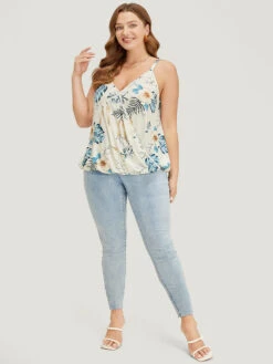 Floral Adjustable Straps Surplice Neck Cami Top -Bloomchic Shop 928770005 qn