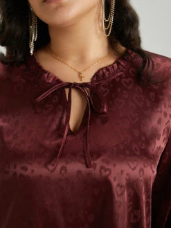 Solid Knot Neck Frill Trim Flutter Sleeve Blouse -Bloomchic Shop 928930200 rw