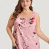 Floral Button Detail Round Neck Tank Top -Bloomchic Shop 929400503 zw