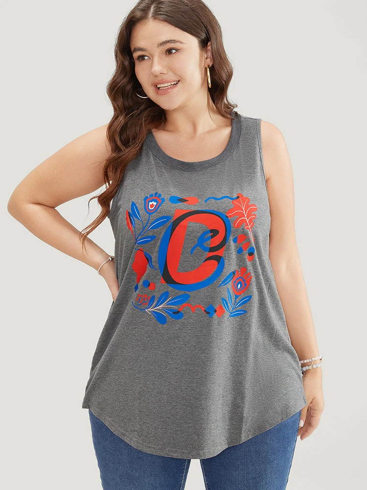 Letter & Floral Print Sleeveless Tank Top 8 Letter & Floral Print Sleeveless Tank Top - Image 6