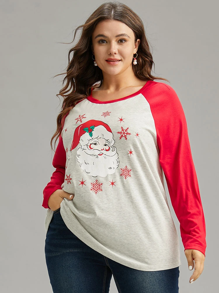 Christmas Graphic Contrast Raglan Sleeve T-shirt 7 Christmas Graphic Contrast Raglan Sleeve T-shirt - Image 5