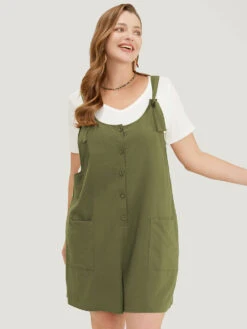 Solid Pocket Button Detail Knot Shoulder Overall Romper -Bloomchic Shop 932383828 sv 528e57bf 2fd0 4eb3 a1cc 3a16683336dd