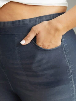 Denim Effect Print Pocket High Rise Leggings -Bloomchic Shop 934330706 zq