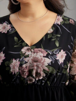 Floral Print Patchwork Elastic Waist Lantern Sleeve Blouse -Bloomchic Shop 935503892 qn 9bf329b4 eeca 425c bdc9 8bf62b4bc774