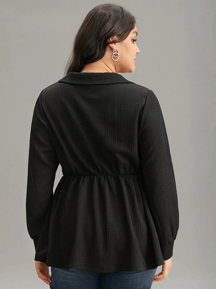 Plain Wrap Elastic Waist Texture Jacquard Blouse 6 Plain Wrap Elastic Waist Texture Jacquard Blouse - Image 4