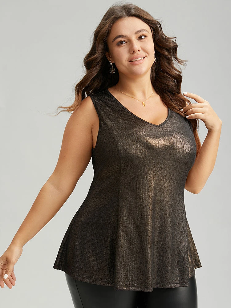 Luxe V Neck Glitter Tank Top 6 Luxe V Neck Glitter Tank Top - Image 4