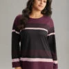 Striped Colorblock Contrast Round Neck T-shirt 2 Striped Colorblock Contrast Round Neck T-shirt -Bloomchic Shop 939568562 lt