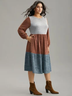 Colorblock Patchwork Pocket Gathered Dress -Bloomchic Shop 94029471 fp 8765fe7e bba4 4aeb b2ec b0bd2e598e02